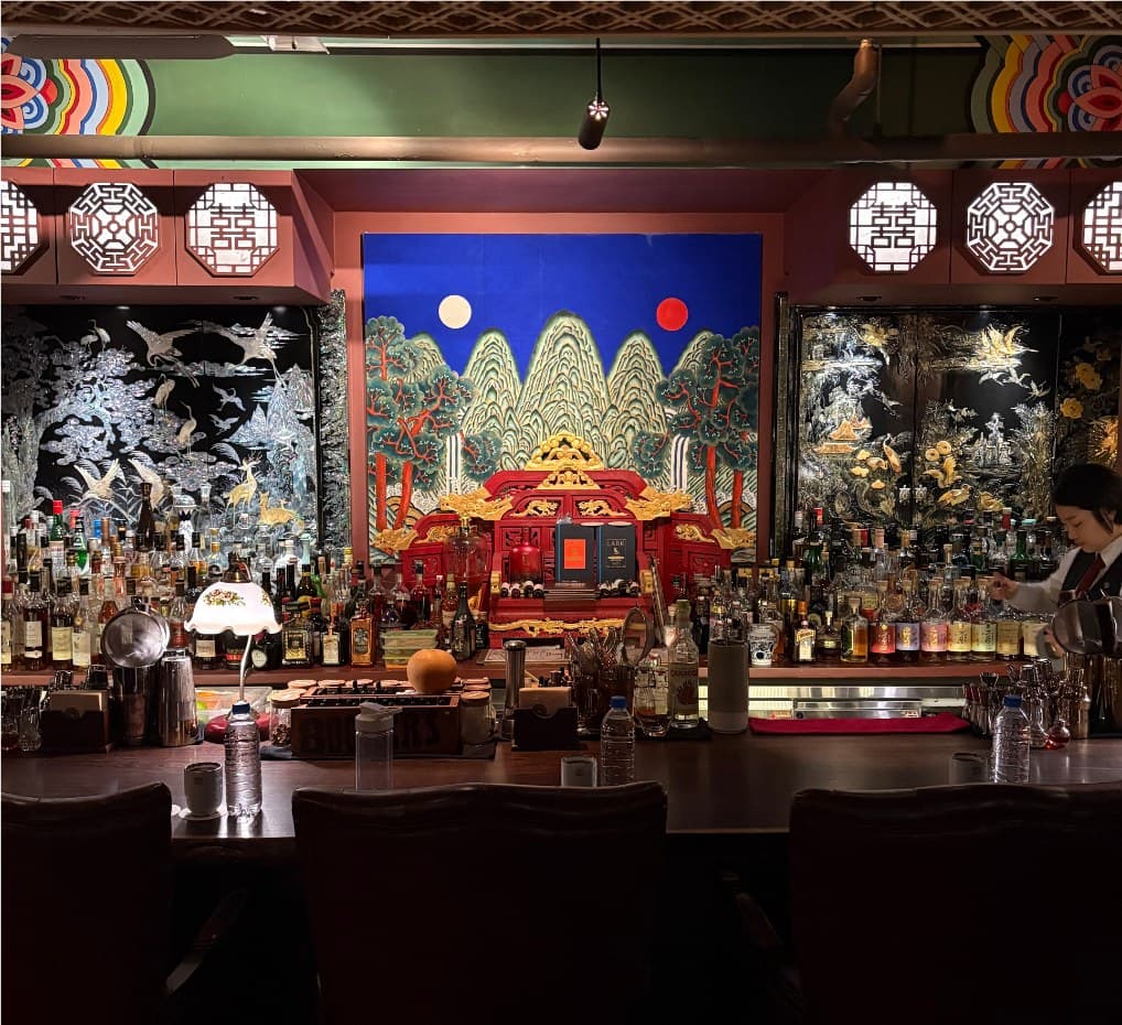 A colorful shrine-like interior
