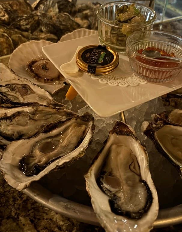 Oysters and caviar on ice